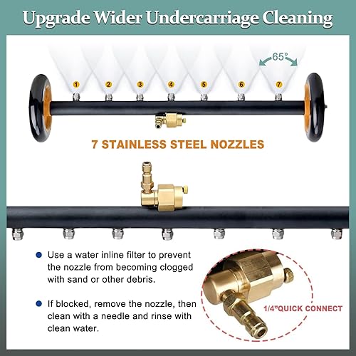 Miniatura 3 de Limpiador a presión del tren de rodaje, accesorios de limpieza de superficie extendida de 24 pulgadas con 7 boquillas, escoba de agua para lavar