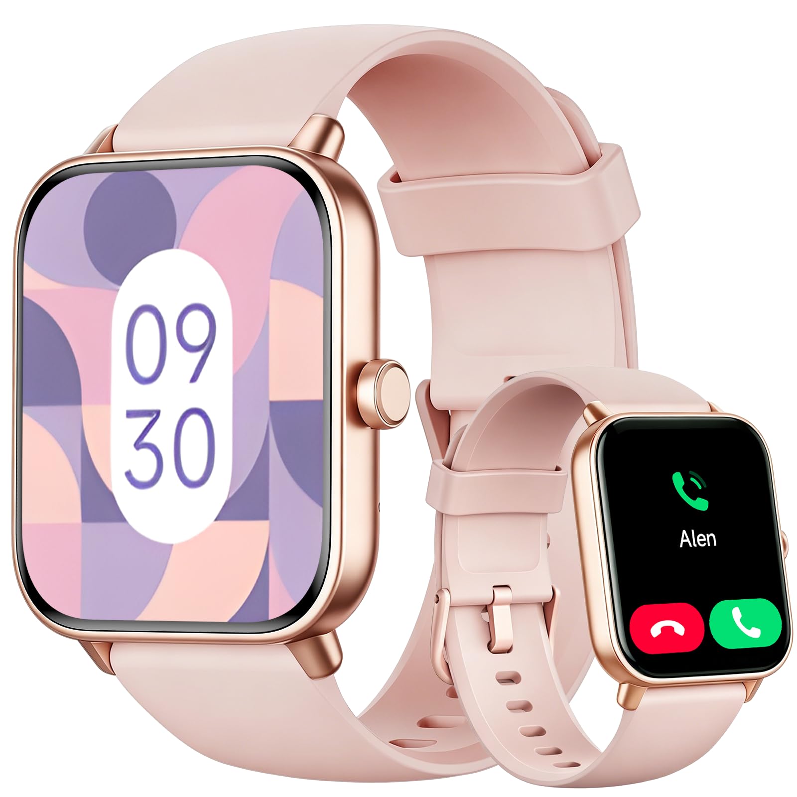 Smartwatch Damen 1.85" Smart Watch mit Alexa, Herzfrequenz/SpO2/Kalorien/Stress- und Schlafmonitoring, IP68 Wasserdicht Fitness Tracker mit Telefonfunktion, 100+ Sportmodi Fitnessuhr für iOS Android