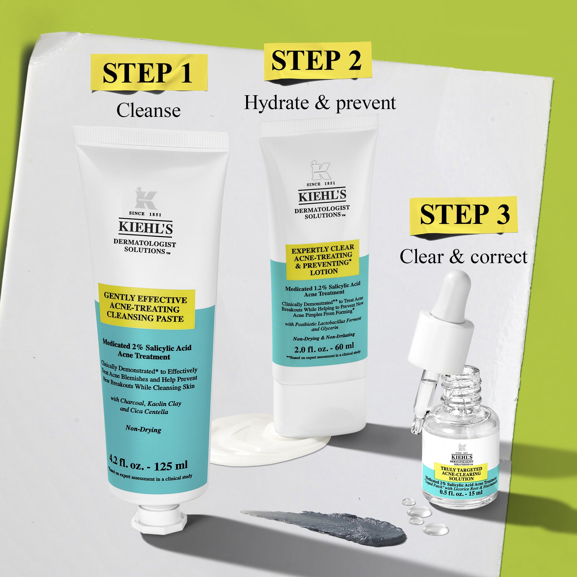 Kiehl's Acne-Clearing Skincare Routine Gift Set with Pimple Patch, 3-Piece