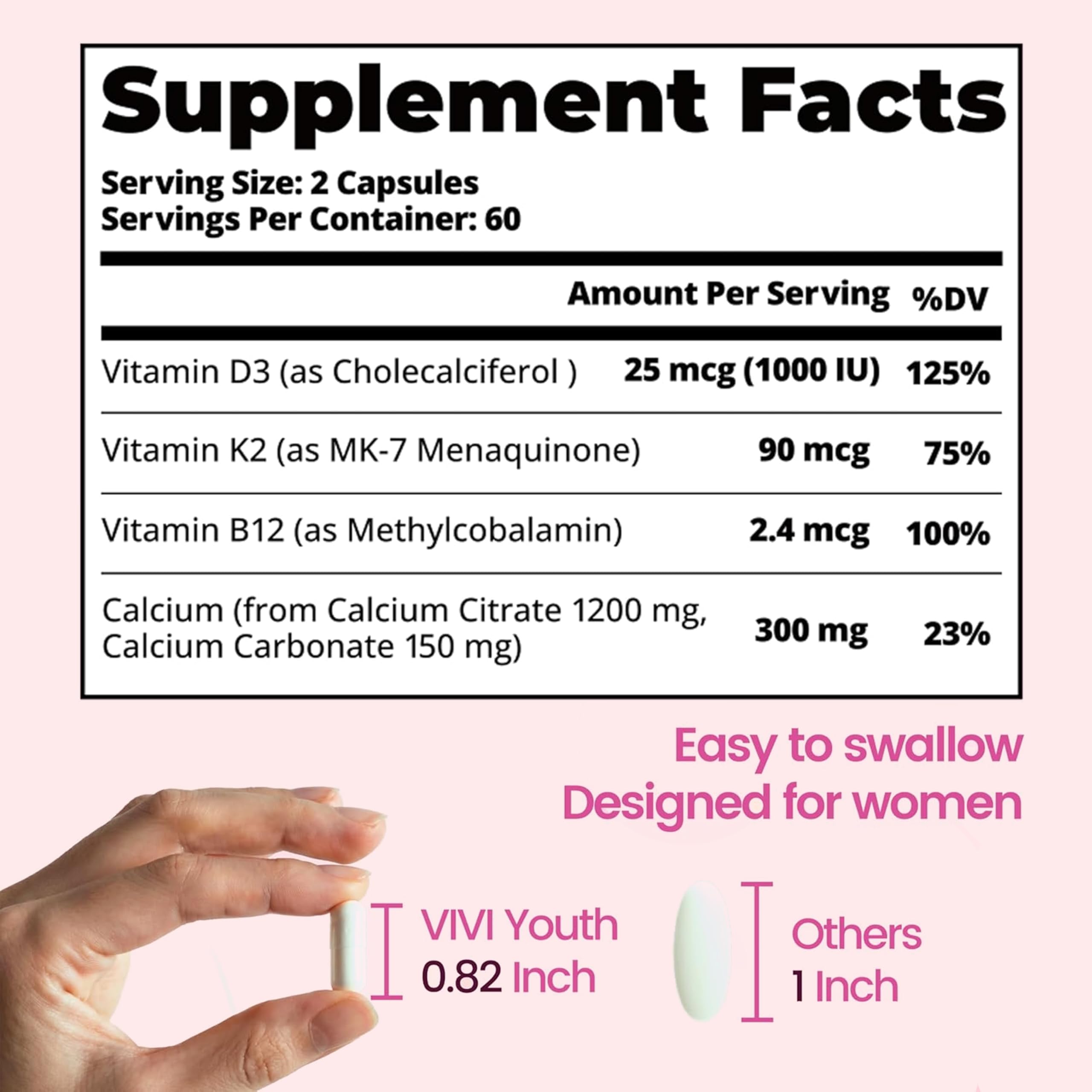 Calcium Supplements for Women - Calcium Citrate 1200 mg with D3 — Amazon image 9