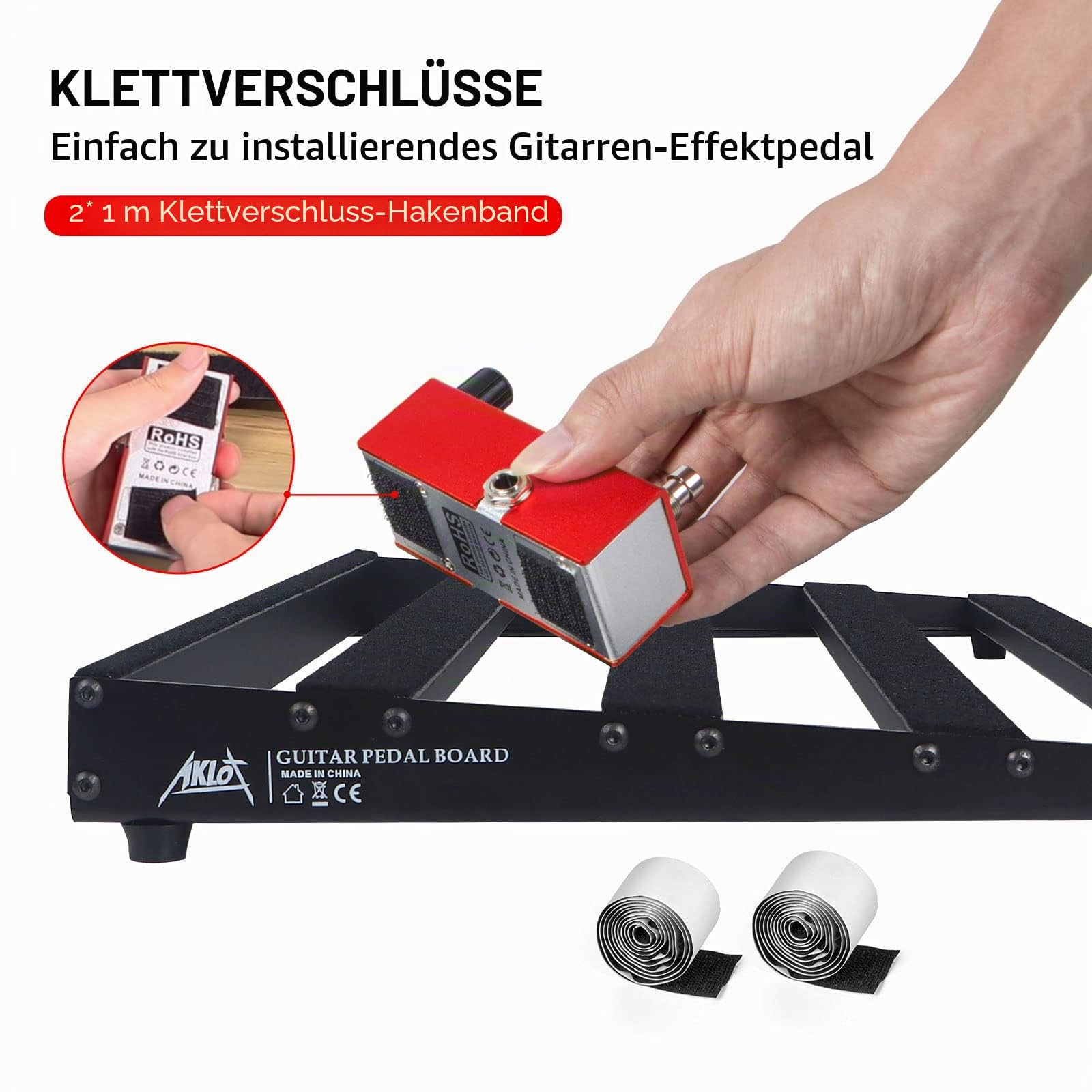 AKLOT Gitarren-Pedalboard, Bass-Pedalboard, Aluminiumlegierung, 1,3 kg, Super große Kapazität, 48,3 x 30,5 cm mit Tragetasche