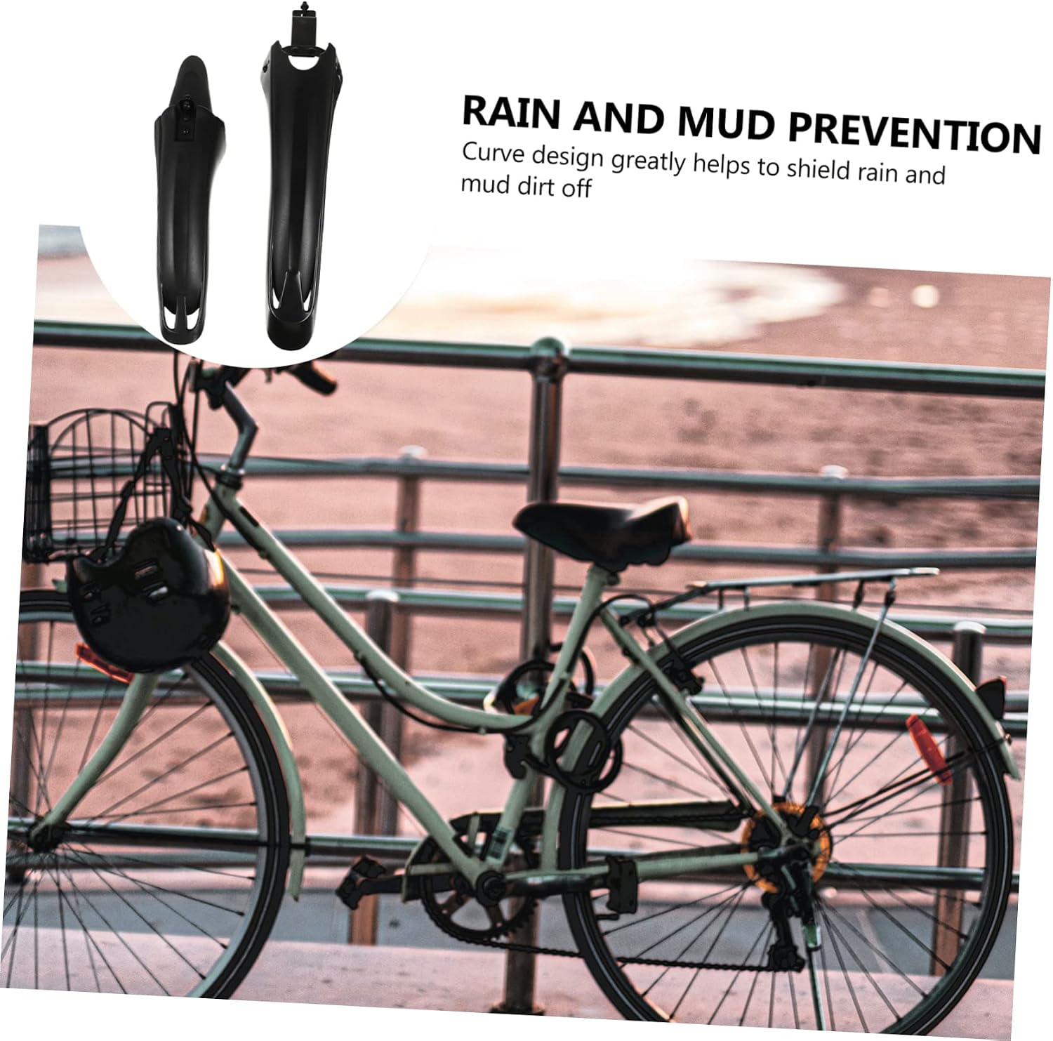 2Pcs Bike Mud Guard Durable Front Rear Mudguard for Mountain Road Bicycles Easy to Install Dirt Protection Compatible with Bikes with Fork
