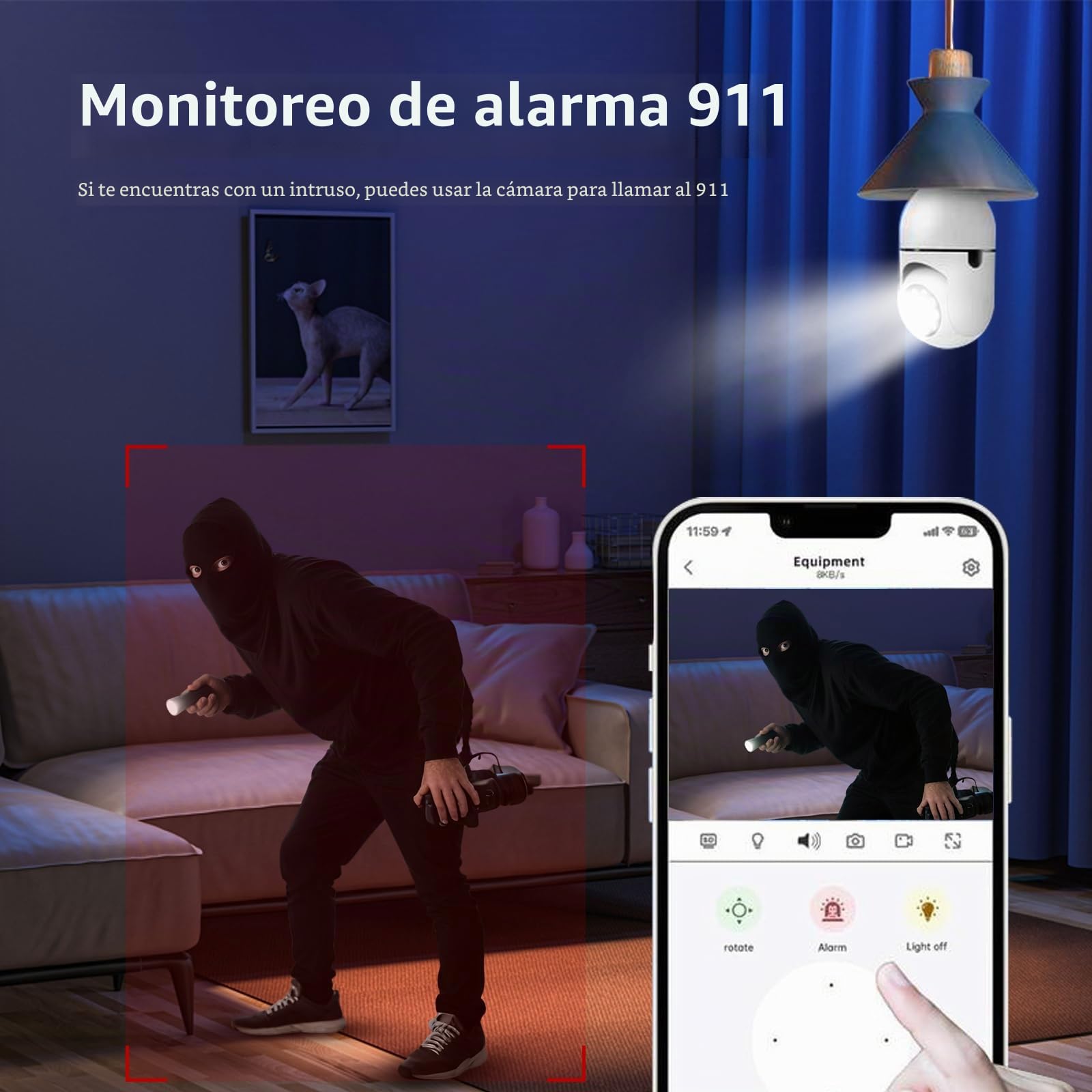 Hawkray - Cámara de seguridad con foco de luz -5G y 2.4GHz WiFi 2K 3MP, cámaras de seguridad inalámbricas, detección de movimiento al aire libre y monitoreo de alarma 911, habilitado para IA abierta