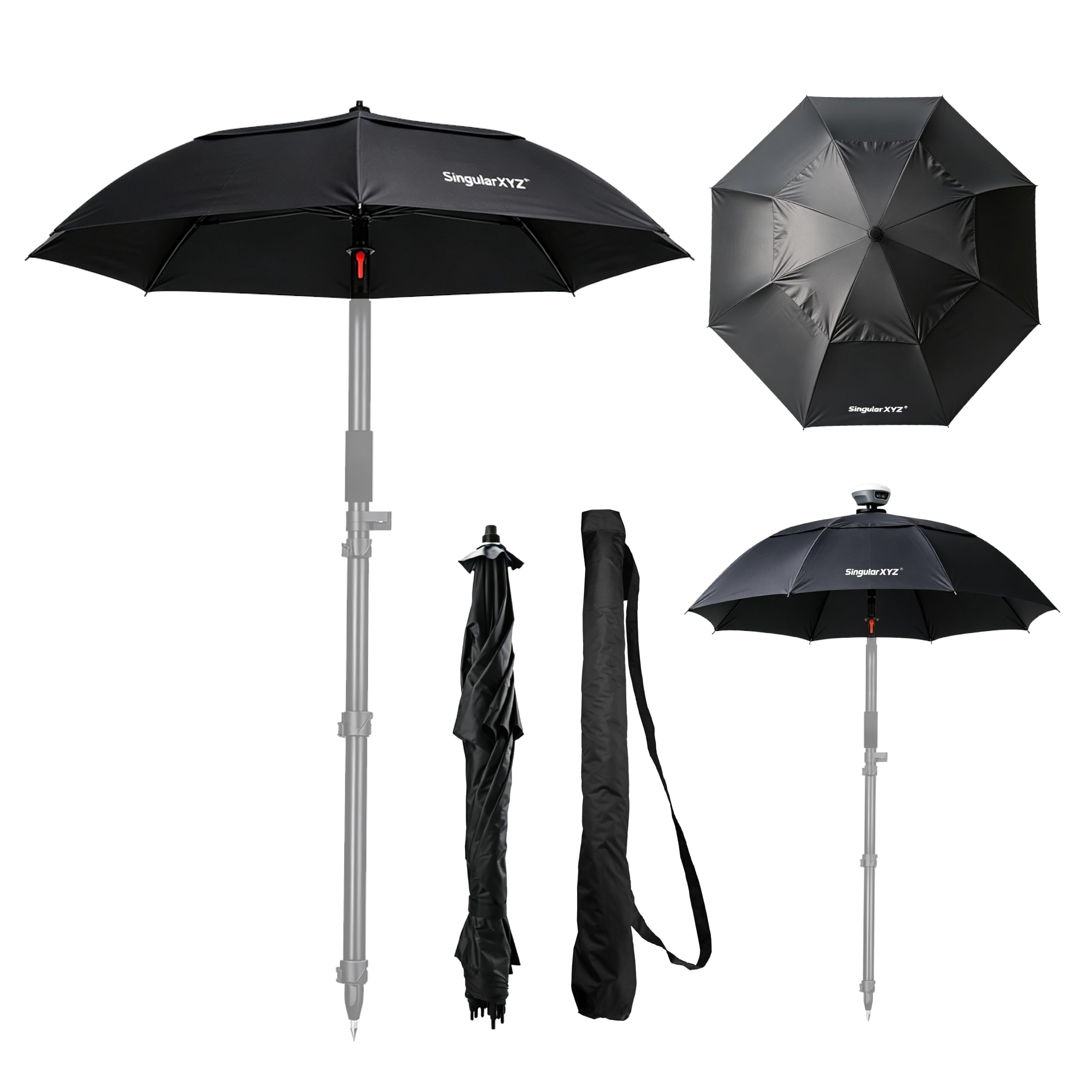 RTK Surveying Umbrella, GNSS Receiver Sunshade & Rain Protection for Outdoor Surveying, 5/8"-11 Standard Mount Compatible with RTK Receivers and Survey Poles, PP Material, 0.50kg Lightweight Design