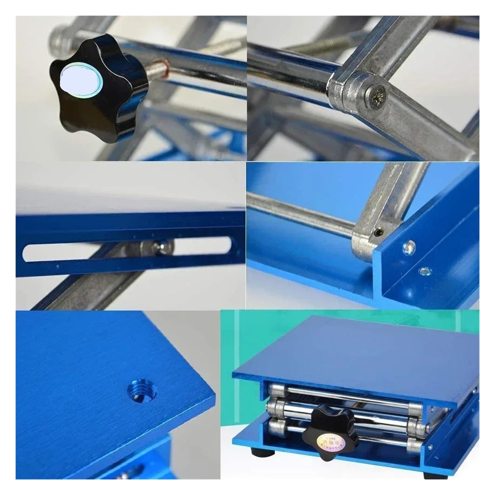Mini Hubtisch 1 stücke Lift Tisch Labor Platte Jack Scissor Stand Plattform Router Werkbank Labor Zimmerei Werkzeuge | Blue-150X150MM