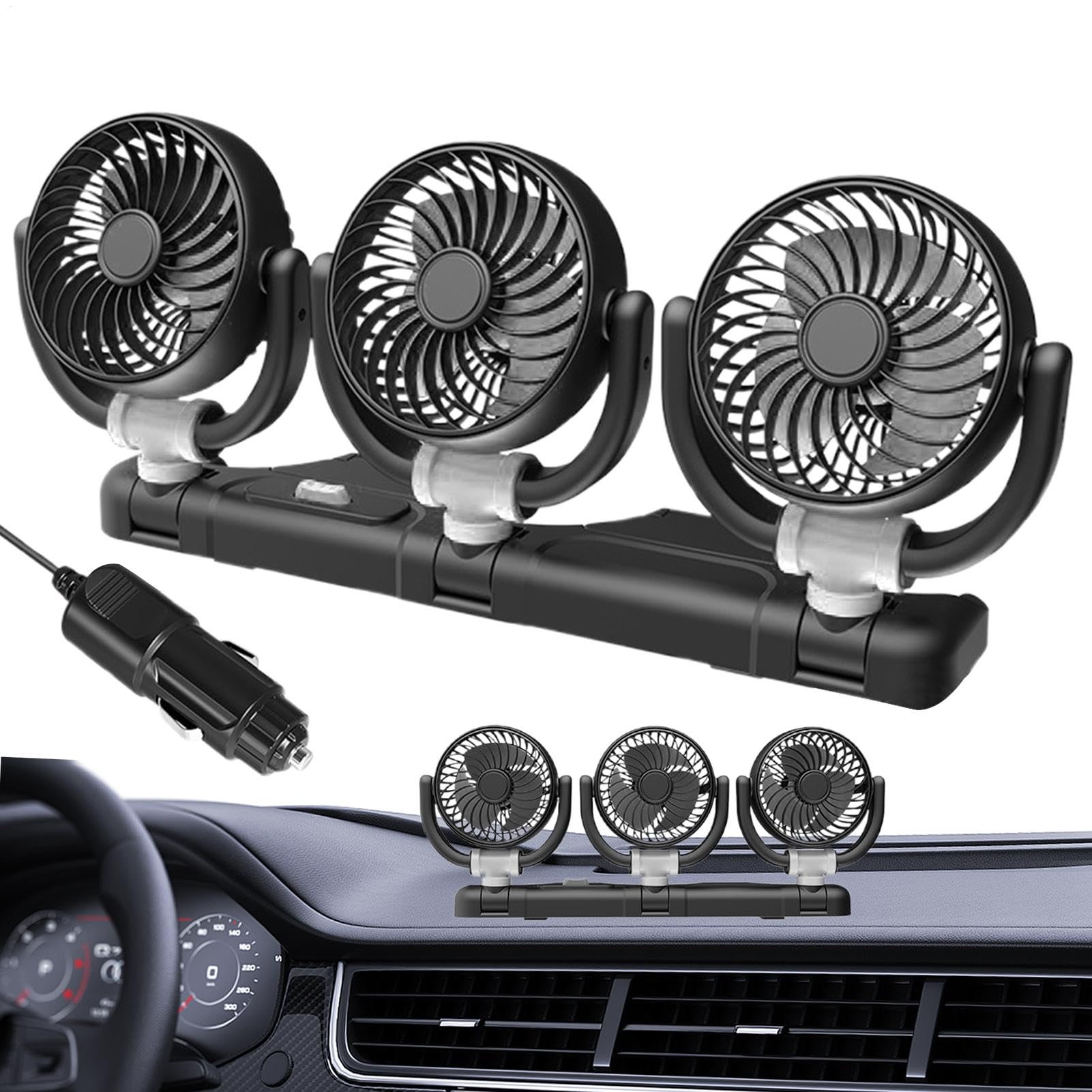Ventilateur USB pour tableau de bord résout le manque de clim avec ses 3 têtes rotatives