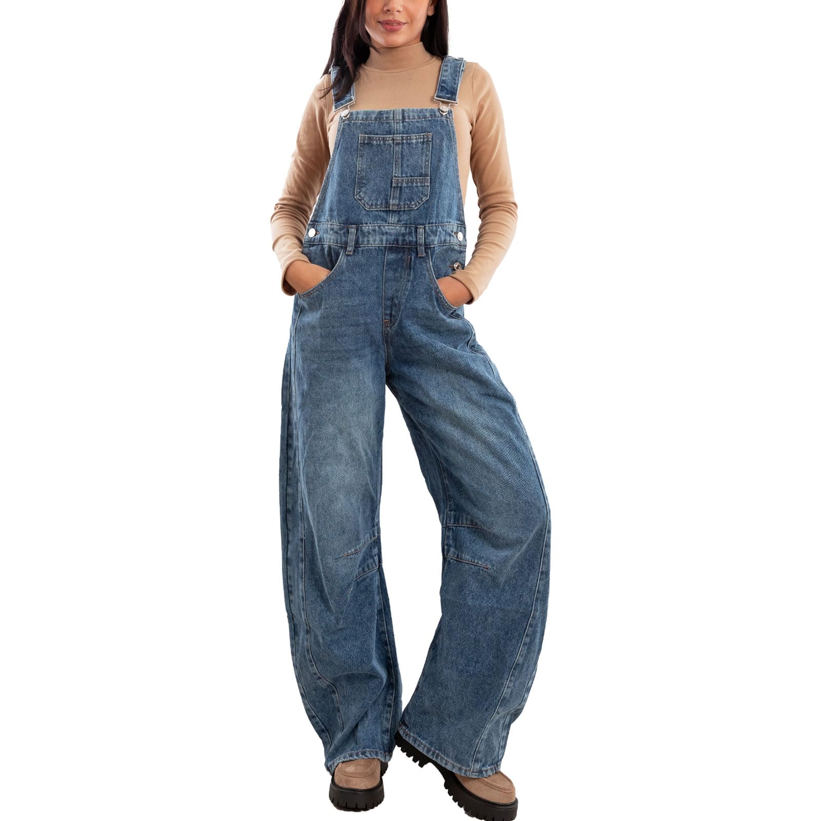 Toocool Salopette Donna Jeans Overall Pantaloni Baggy Banana Denim Loose Fit F32258