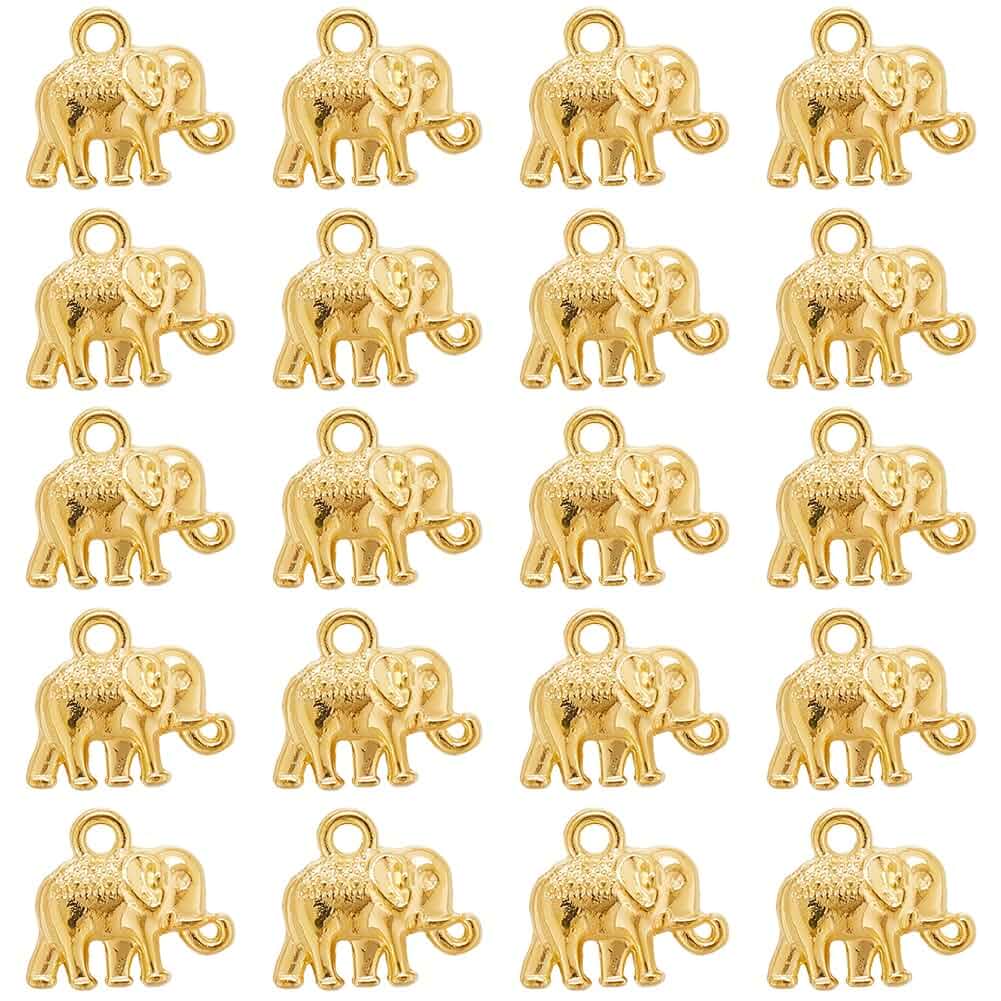 SUNNYCLUE 1 Box 80Pcs Elephant Charms Bulk Gold Elephant Charm Antique Small Metal Alloy Tibetan Style Lucky Animal Pendants for Jewelry Making Accessories Crafting DIY Necklace Bracelet Earring Adult