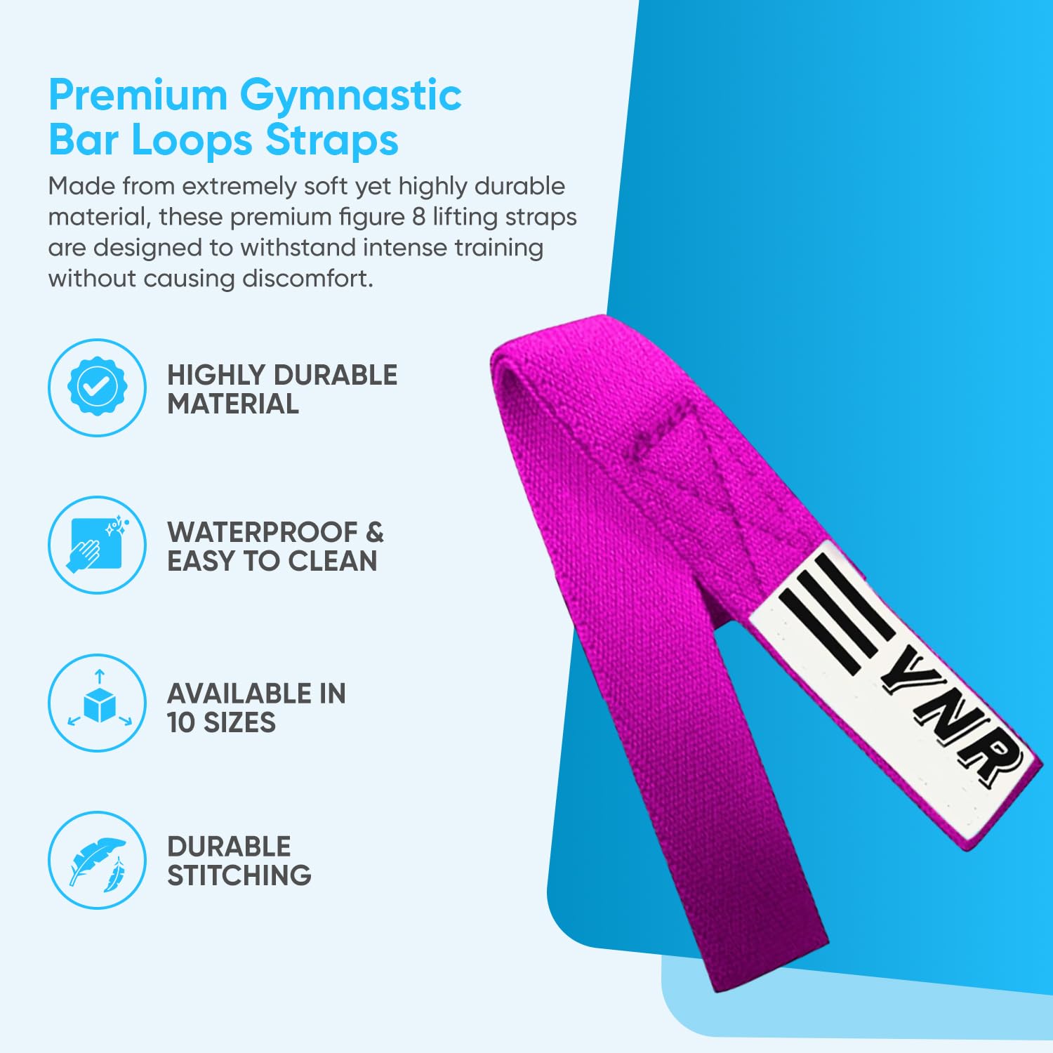 YNR Figure 8 Lifting Straps, Gymnastic Bar Loops, Palm Protection Guards, Deadlift & Weight Lifting Straps - Image 2