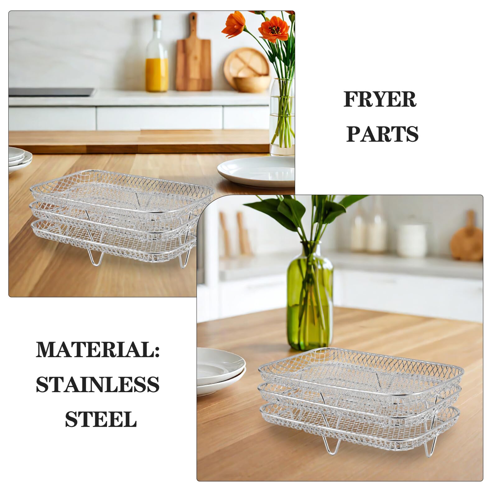 Accessori per Friggitrice ad Aria a 3 Livelli, Set 1 in Acciaio Inox
