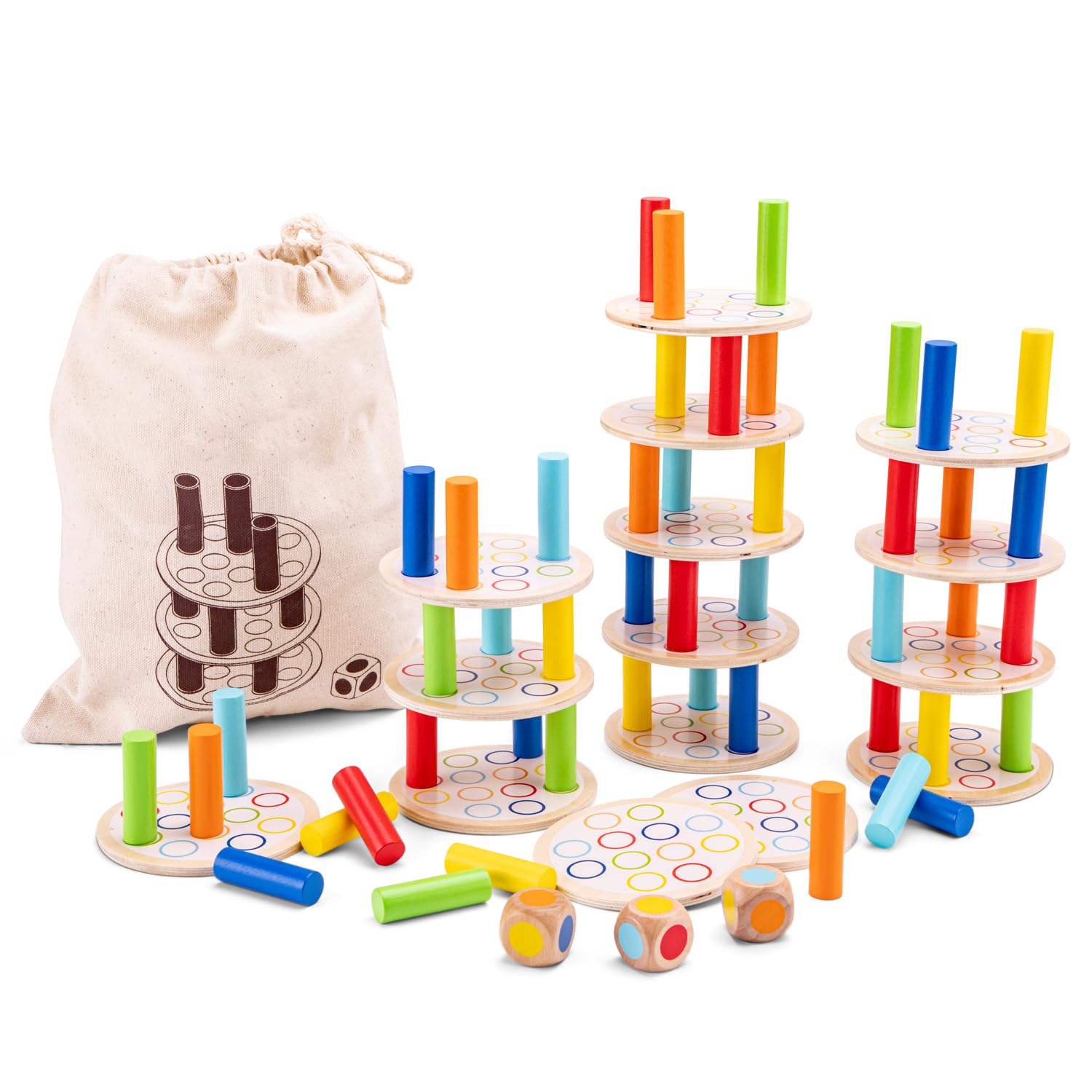 Woet® Jeu Tour d’Équilibre Jouet en Bois Empilage Éducatif 3 Ans