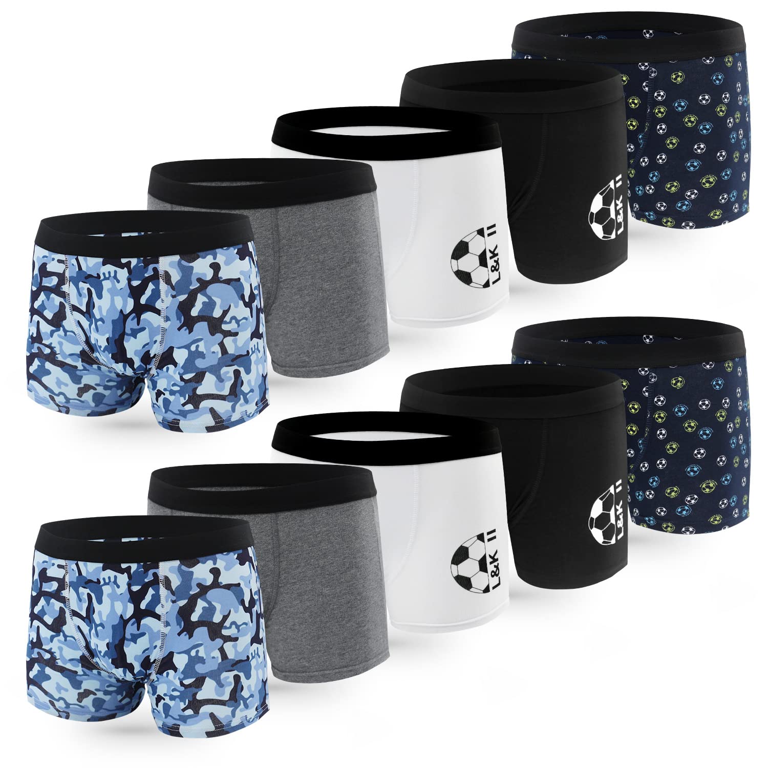 L&K-II Boxershorts Jungen Baumwolle Kinder Unterwäsche Unterhosen Jungen 158 164 10er Pack 1604 UN2