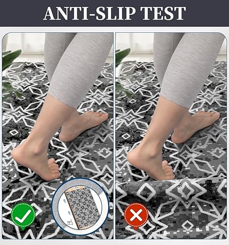 Miniatura 4 de SERISSA Alfombra geométrica marroquí, pequeña alfombra moderna de 2 x 3 pulgadas, lavable, antideslizante, 21.16 onzas, telas de poliéster, diseños