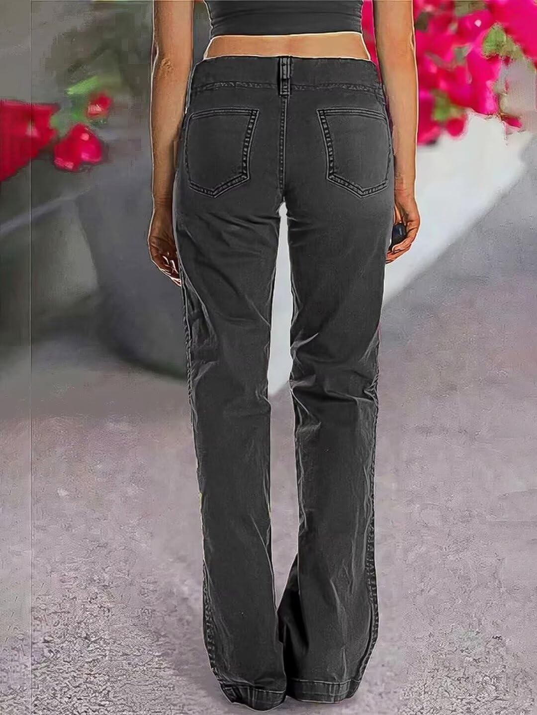 Flamingals Women's Wide Leg Cargo Pants Mid Waist Straight Leg Business Casual Work Dress Pants - Image 2