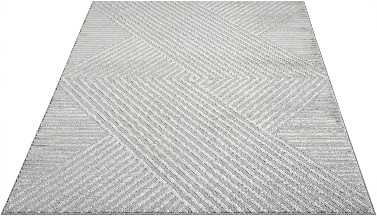 Abani Neutral Grey Area Rug 5' x 8' for Living Room, Bedroom - Criss Cross Line Zen Reiki Pattern - Durable & Easy to Clean