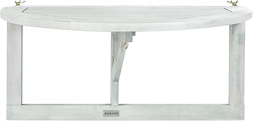 SAFAVIEH Colección de muebles de patio al aire libre – Owens Grey Wash Balcón Mesa colgante de balcón Mesa de acento al aire libre de madera de
