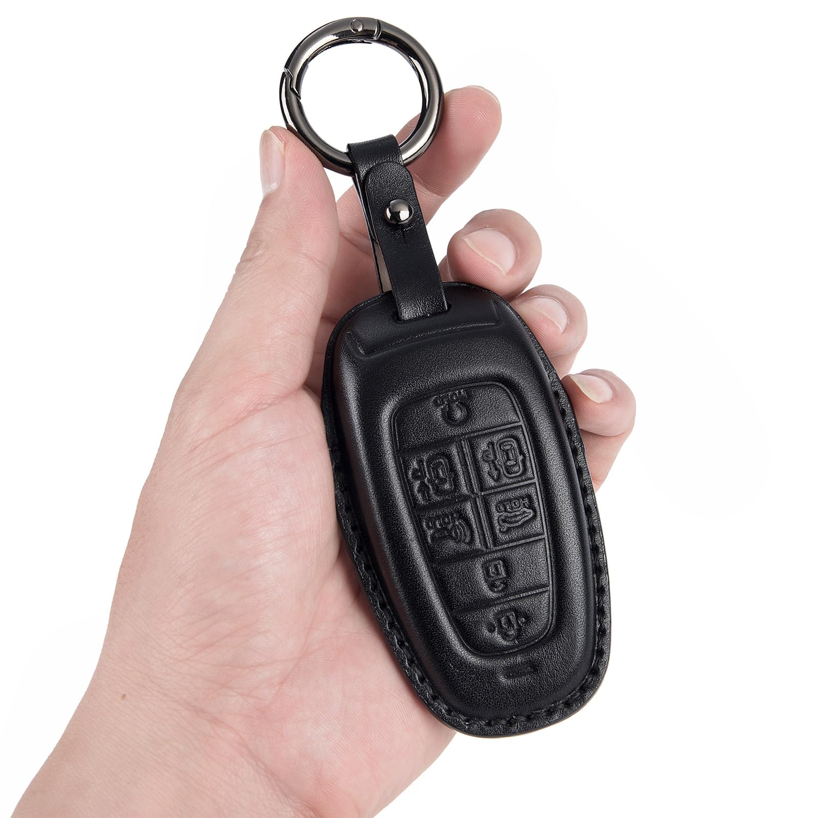 BFDDPPM Compatible with 2022 2021 2020 Hyundai Sonata Nexo Santa Fe Tucson Genuine Leather Key Fob Cover Case Remote Holder Skin Protector Keyless