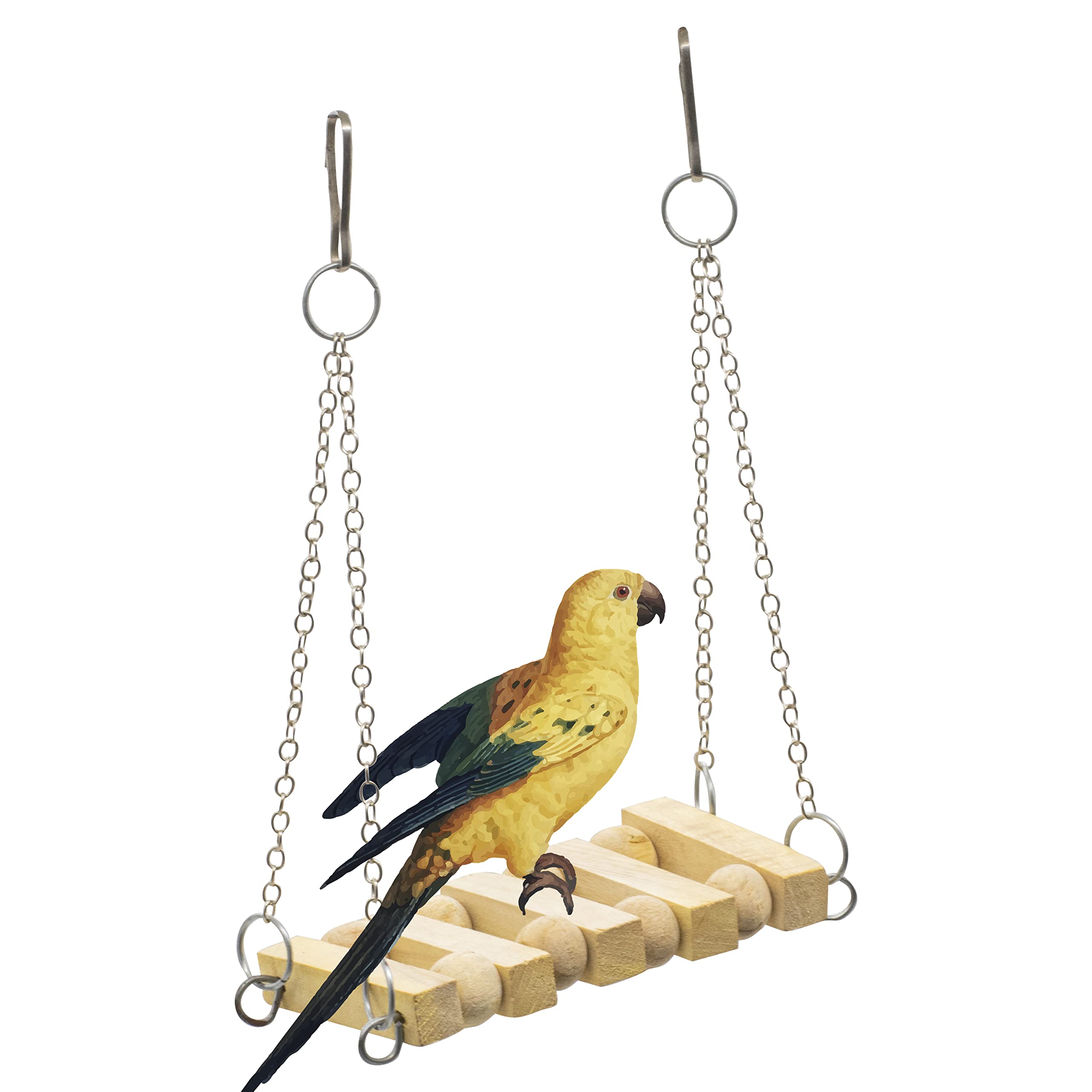Natural Wooden Swing Perch Resting Toy for Bird Cage for Parrots, Finches, Budgies, Love Birds, Parrots, Conure, African Grey, Cockatiels