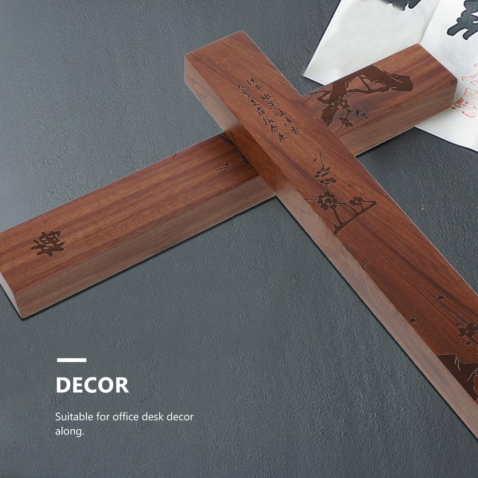 Holz Briefbeschwerer 2 Stück mit Chinesischer Kalligrafie für Zuhause