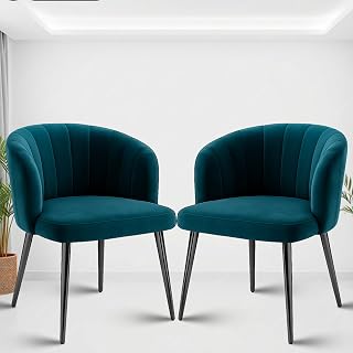 ROSE® Fire Cafe Chair | Kitchen | Breakfast | Living Room | Modern Velvet Dining Chair | Restaurants (2, Peacock Green, Pl... Price In India