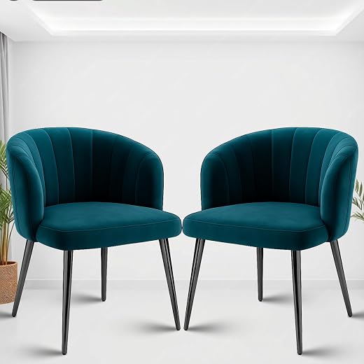 ROSE® Fire Cafe Chair | Kitchen | Breakfast | Living Room | Modern Velvet Dining Chair | Restaurants (2, Peacock Green, Pl...