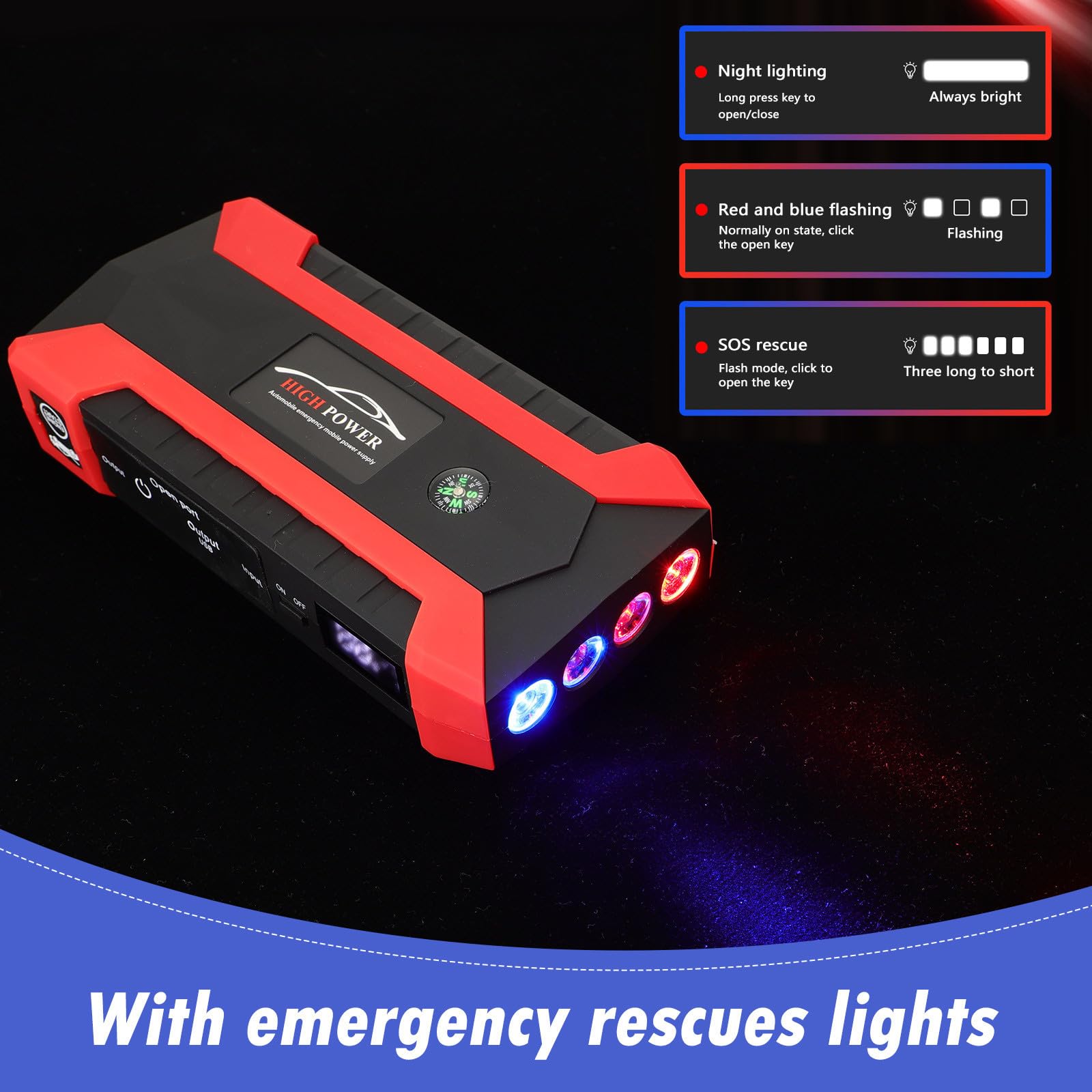 Démarreur de Voiture D’urgence 89800 Mah en Plastique pour Véhicule