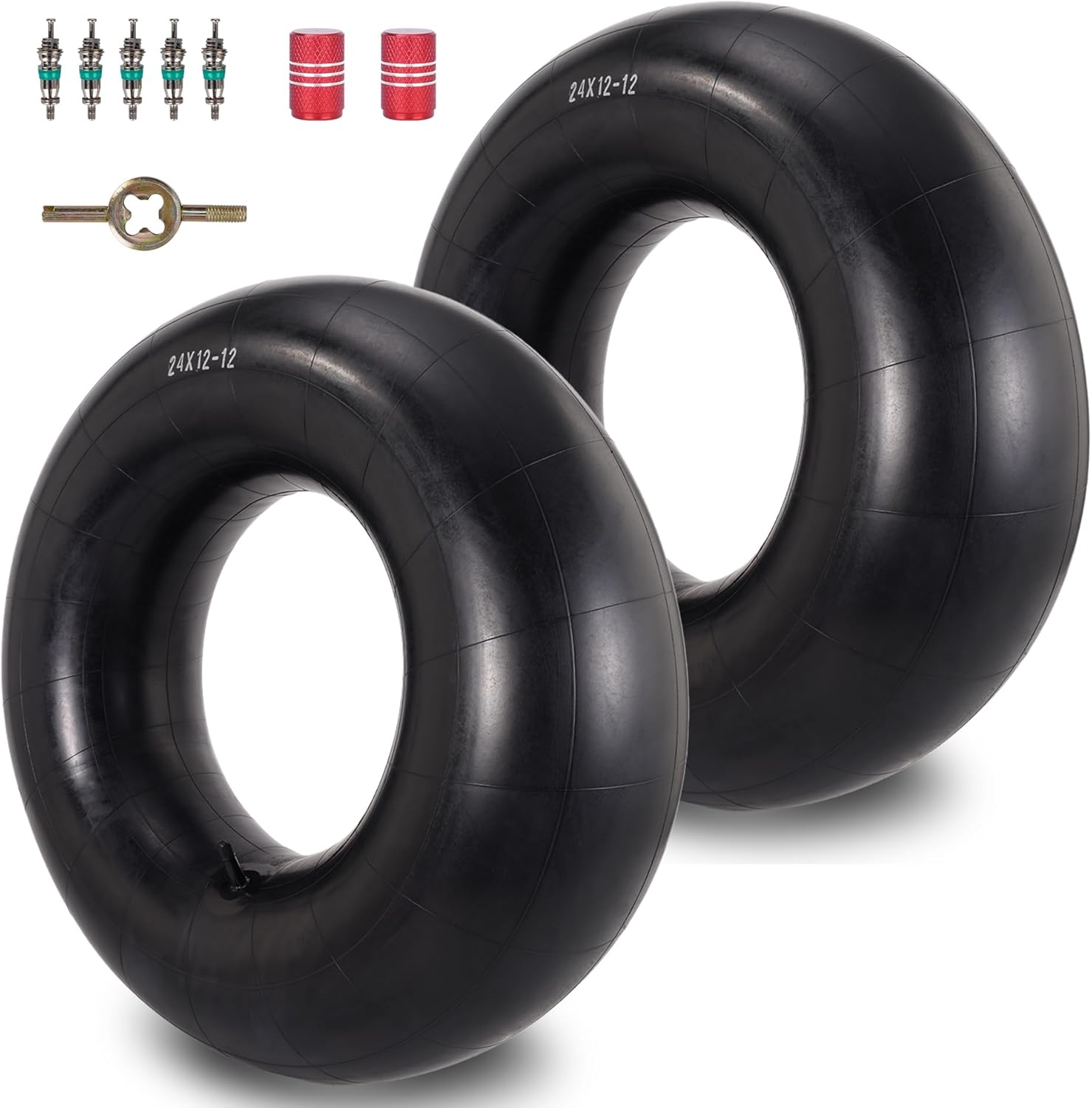 RUTU 2 Pack 24x12-12 Inner Tube,24x12x12 Lawn Mower Tires Tube Fit for ATV, UTV,Lawn Tractor, Mowers, Trailers,Golf Cart and More-with TR13 Valve Stems-Made from Durable Butyl Rubber