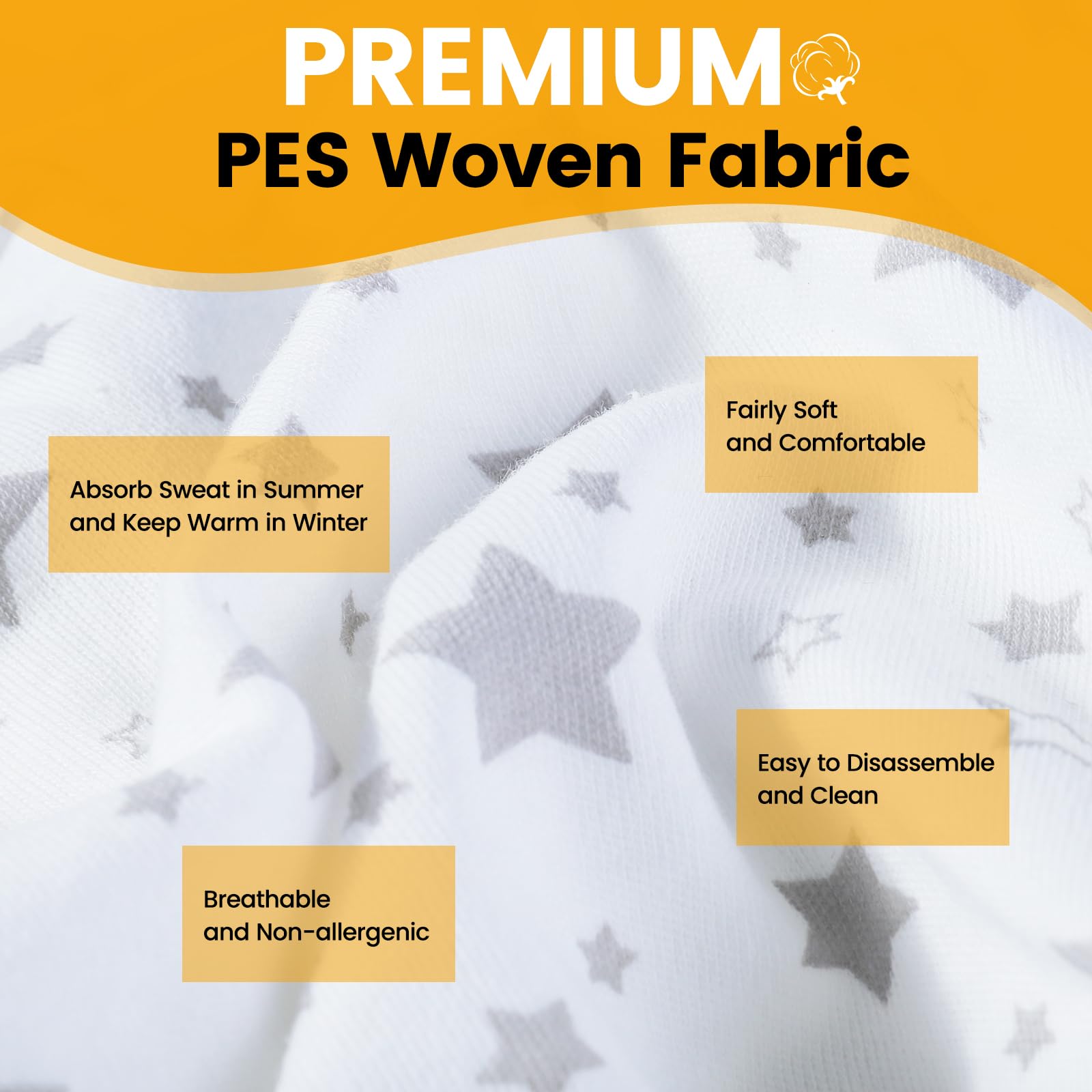 Orzbow Housse Siege Auto Bebe pour Cosy (Maxi COSI,Bebe Confort,Cybex etc.),Protection de Siège Auto Été avec 100% de Coton,Respirant et Lavable en Machine (Étoiles Blanches)