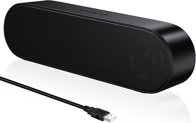 ZETIY USB Speakers for PC Desktop, USB Powered Computer Speaker Wired Mini Soundbar Laptop Speakers Portable Sound bar for Phone/Checkout Counter Black