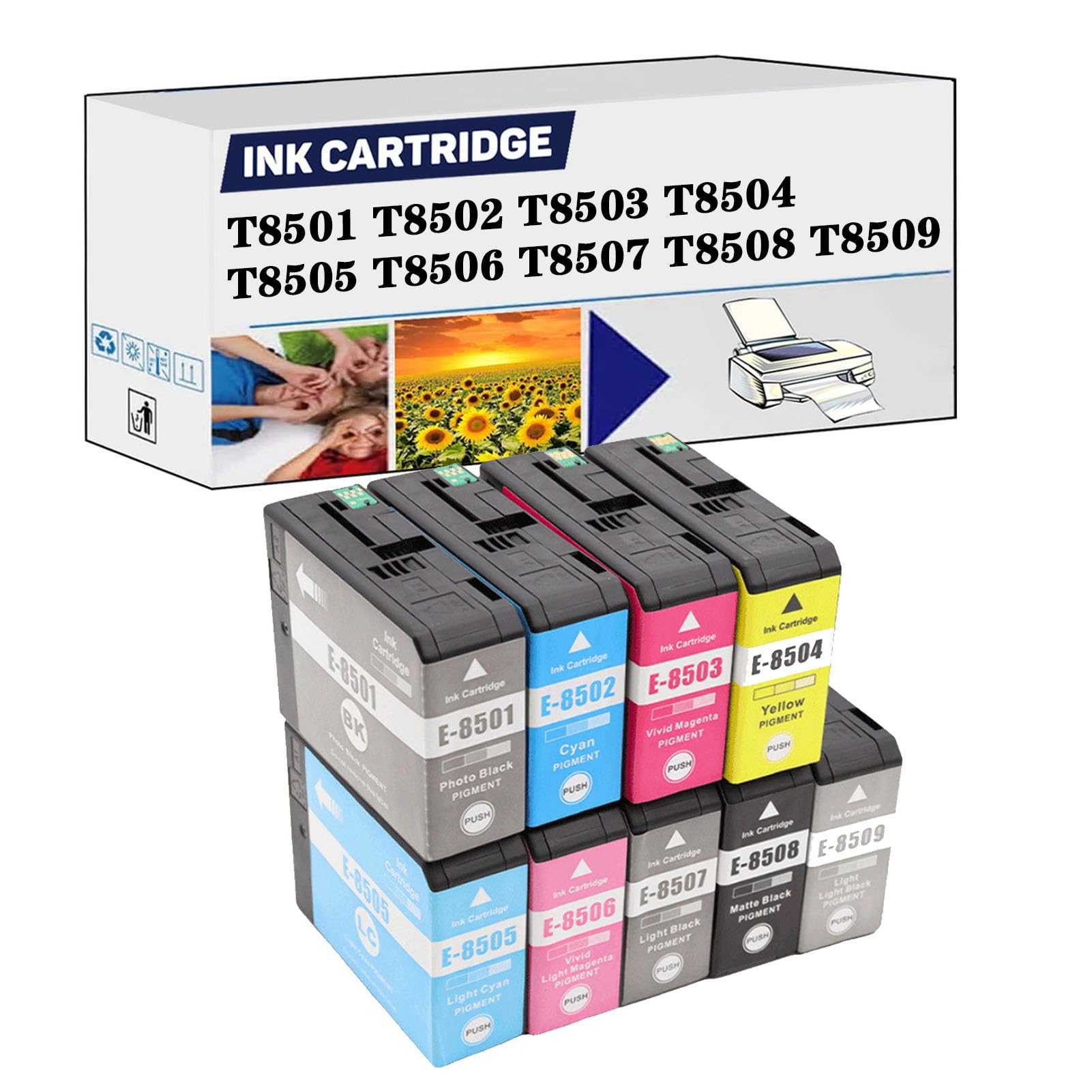PUCIO Reemplazo De Cartucho De Tinta Compatible T8501 T8502 T8503 T8504 T8505 T8506 T8507 T8508 T8509 Adecuado para Epson SC-P800 P800DES P800SE P800SP Priser 1set