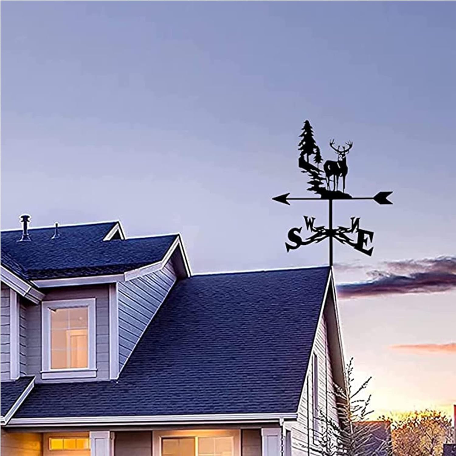 COAECJ Weathervane for Roof Deer Weather Vane Mug Tree, Weather Vanes for Garden, Professional Measuring Tool, Creative Ornaments for Roof Patio Gardens