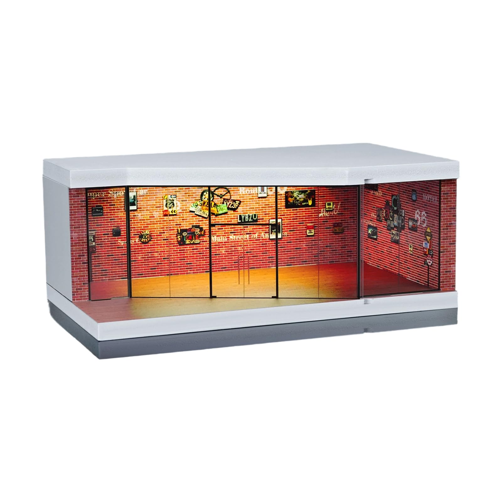 hogtnd Versatile Model Display Box 1:64 Scale Equipped with Integrated Lighting for or Office Display Cabinets, Modular Design, Dustproof Construction, Plastic Materials