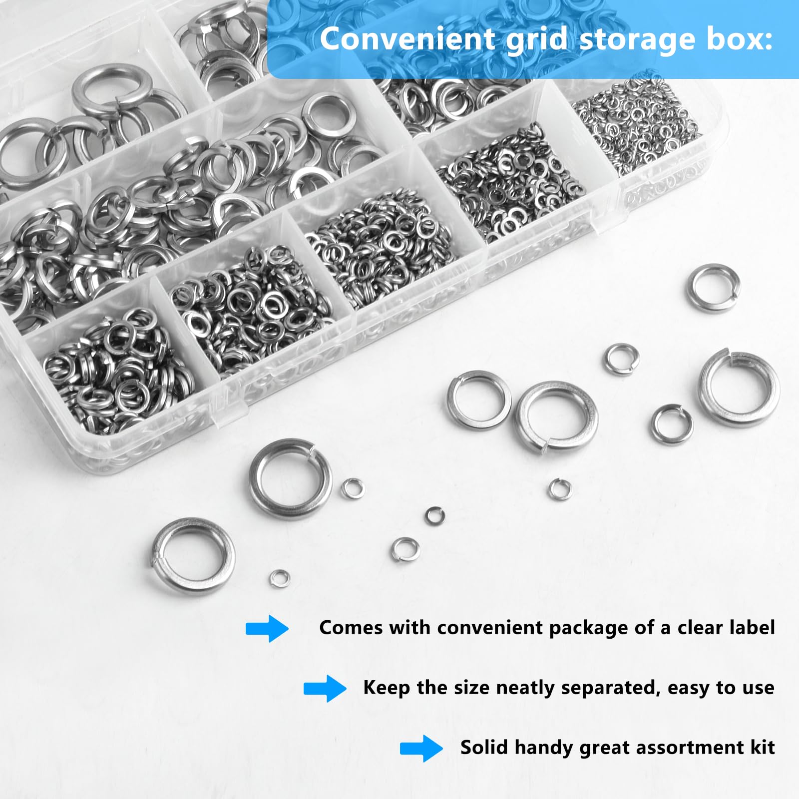 MECCANIXITY 12# Spring Lock Washers, 304 Stainless Steel, Pack Of 120 - ID 5.6mm, OD 9.3mm