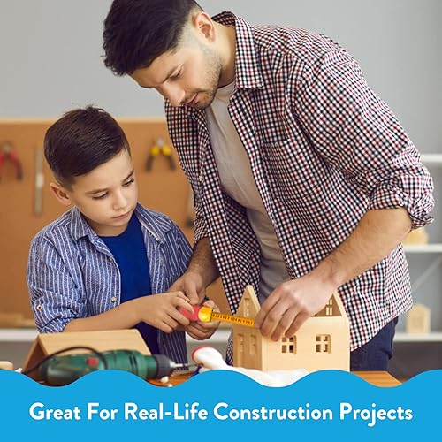 Vista 13 de Cinta métrica para niños con forma de animal de 8 pies, nivel divertido y buscador de ángulo de transportador, herramientas educativas para niños