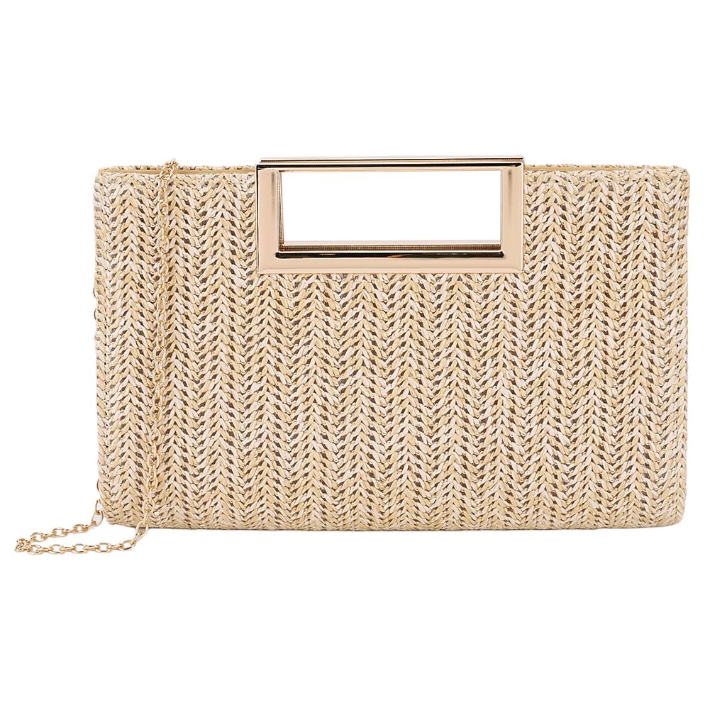 Pochette in Paglia Intrecciata a Mano for Donna Borsa con Manico Superiore Borsa a Tracolla con Chiusura Magnetica Borsa da Sera for Matrimonio, Festa di Ballo