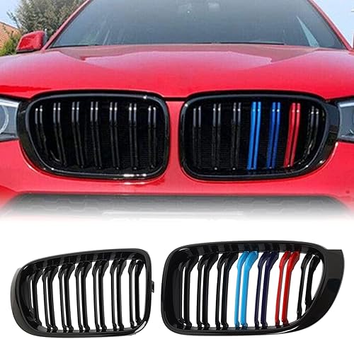 Miniatura 7 de BILLDIO Parrilla F25 F26 - Parrilla de riñón negra compatible con X3 F25 2014-2017, X4 F26 2015-2018, ABS Single Slat Gloss Black