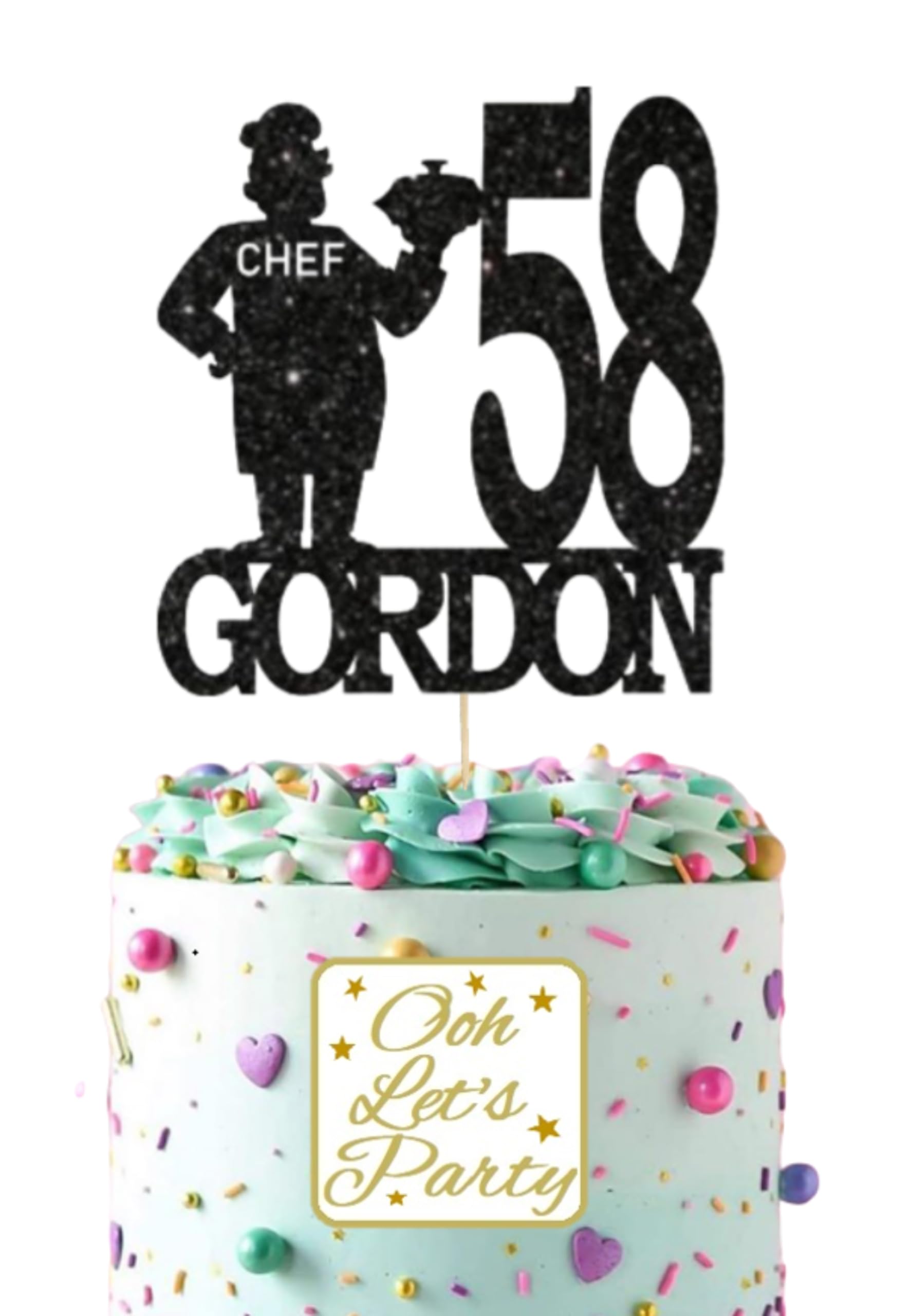 Birthday Cake Topper With Chef, Choose Your Name, Age & Colour.