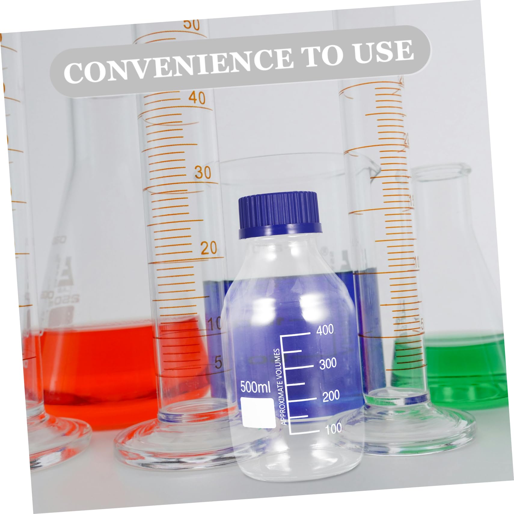 Zerodeko 2 Stück Laborflaschen aus Glas 500ml mit Blauem Schraubverschluss Auslaufsichere Reagenzflaschen mit Skala für Chemische Forschung und Laboranwendungen