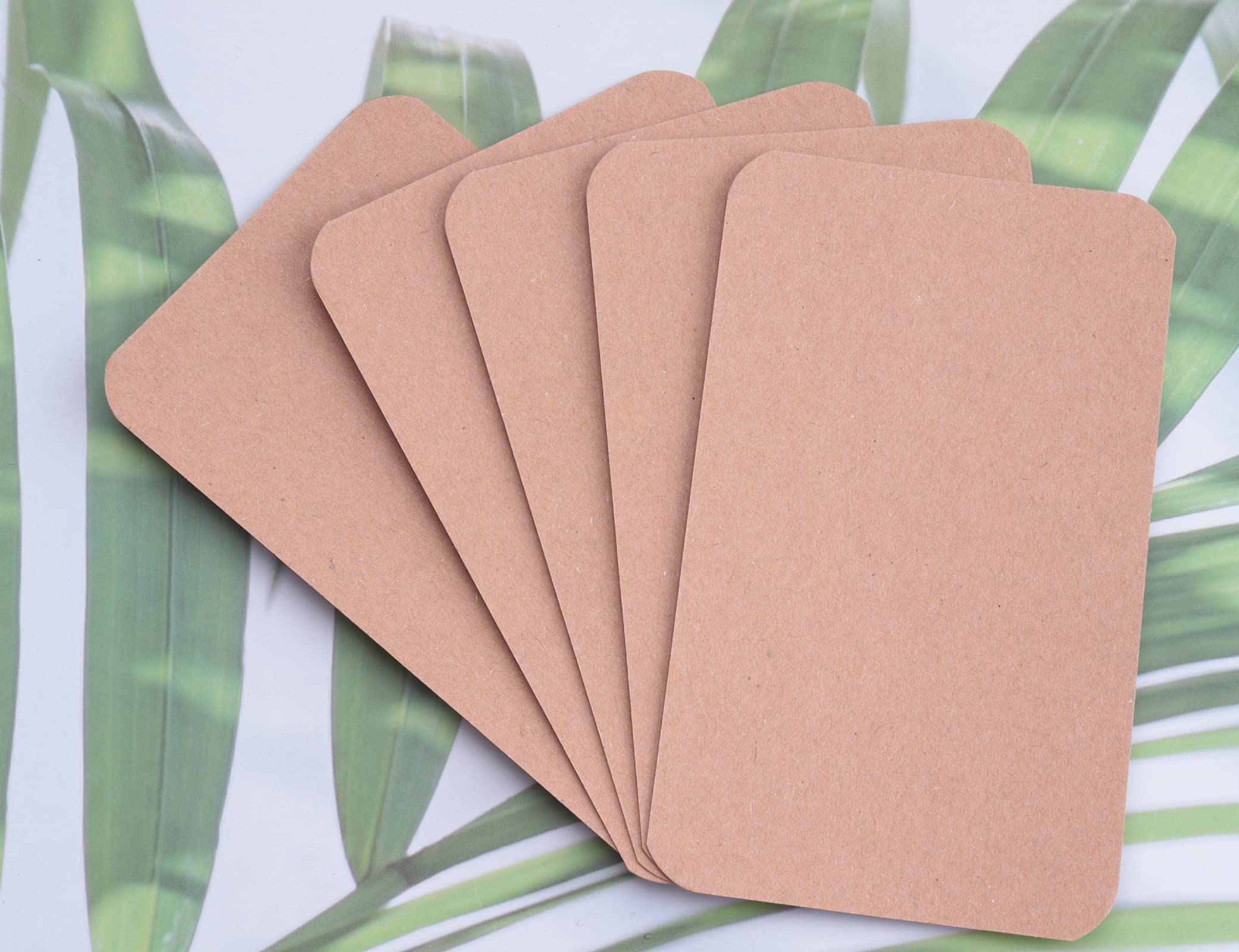 100 Pcs Mini Cards Blank Small with Round Corner Cardboard Flash Word Message Notes Business Index Tags Greeting Card for Language Learning Art Craft Supplies (Kraft)