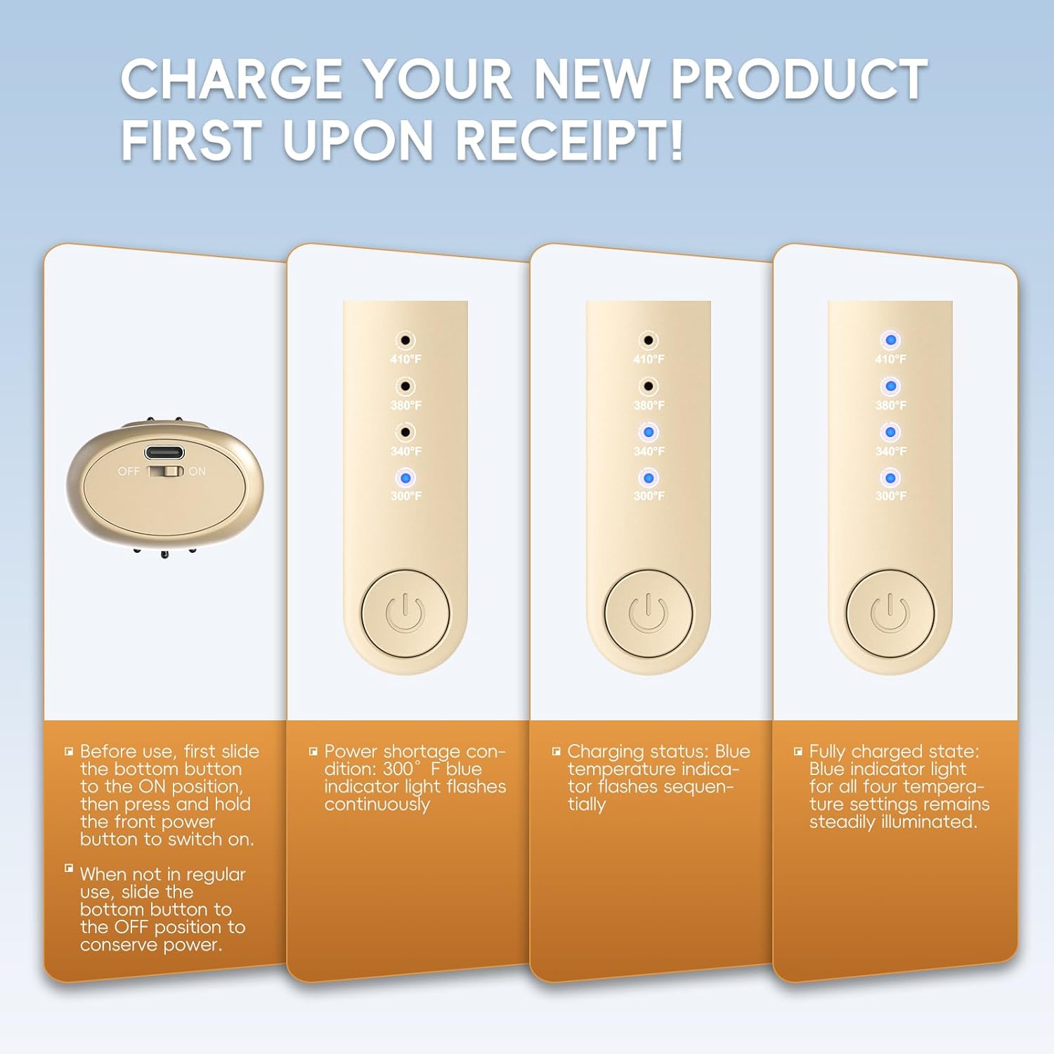 Cordless Curling Iron Brush, 2 in 1 Mini Travel Hot Straightener Comb with 200 Million Negative Ions, Dual Voltage & Lightweight for Travel, Anti-Tangle, 4 Temps, Gold (Gold) - Image 6