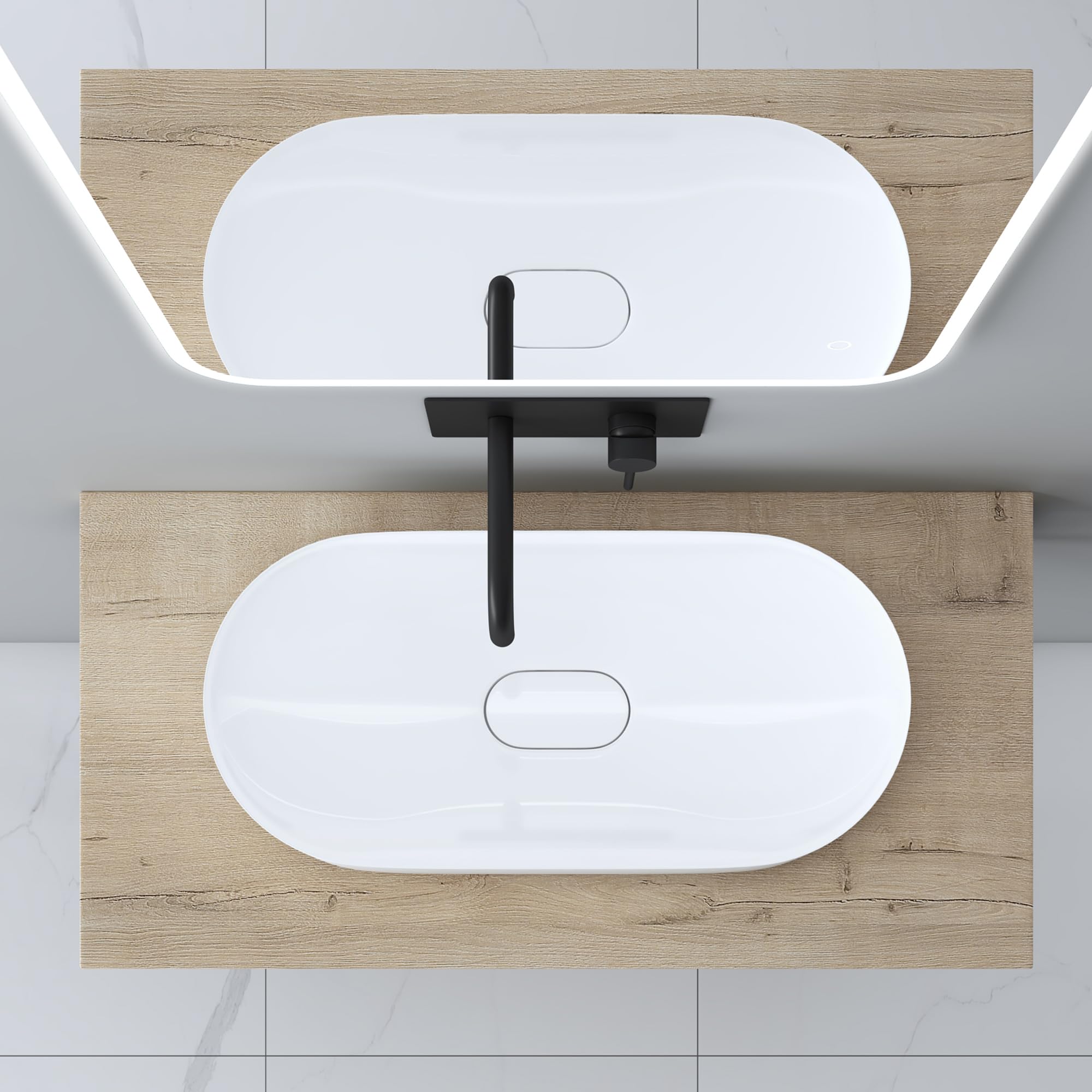 Mai & Mai Mensola Portalavabo 50cmx120cm, Mensola per Lavabi d'Appoggio Mensolone Sospeso per Lavabo Platte04, Rovere chiaro