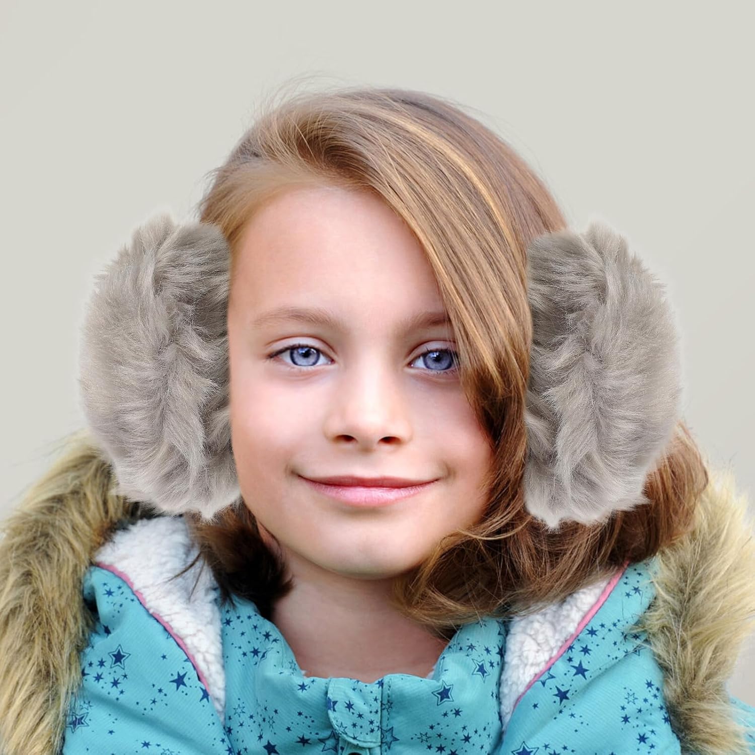 Ciieeo Winter Plush Earmuffs Soft Ear Warmers for Men and Women Gray Rear-wear Ear Covers for Outdoor Cold Weather