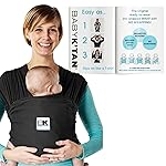 Breeze Baby K\'tan Baby Carrier Breathable 100% Cotton Mesh | Hands Free Wrap for Infants | No Rings Or Buckles | Black | Large