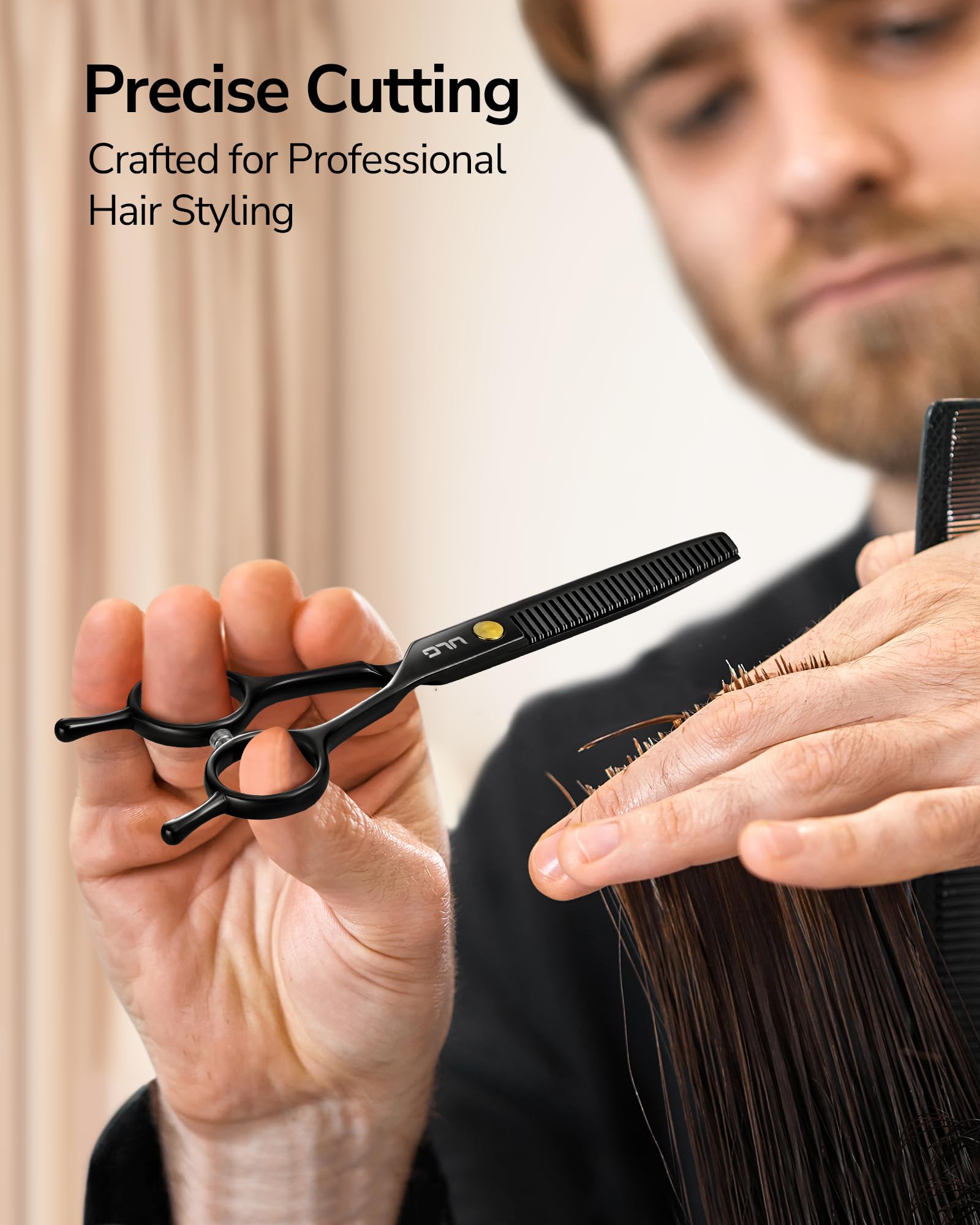 ULG Thinning Shears for Hair Cuttiing 16.5 cm Professional Thinning Scissors Ultra Sharp Stainless Steel Barber Shears for Left/Right Hand- Ergonomic for Women Men - Image 4