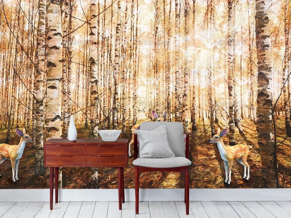 Papier Peint Intissé Forêt Peinture À L'Huile Paysage Poster Geant Mural Salon 250x175 cm - 2