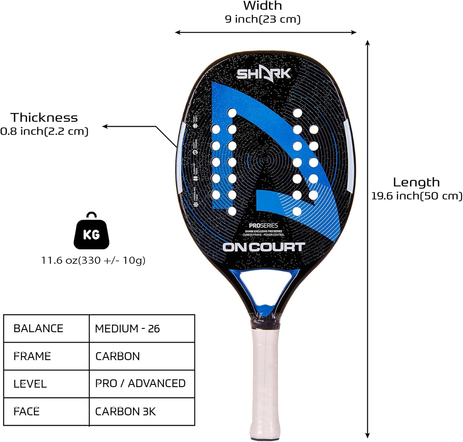 Raqueta De Tenis De Playa Ianoni Professional 100% Color Azul Carbono