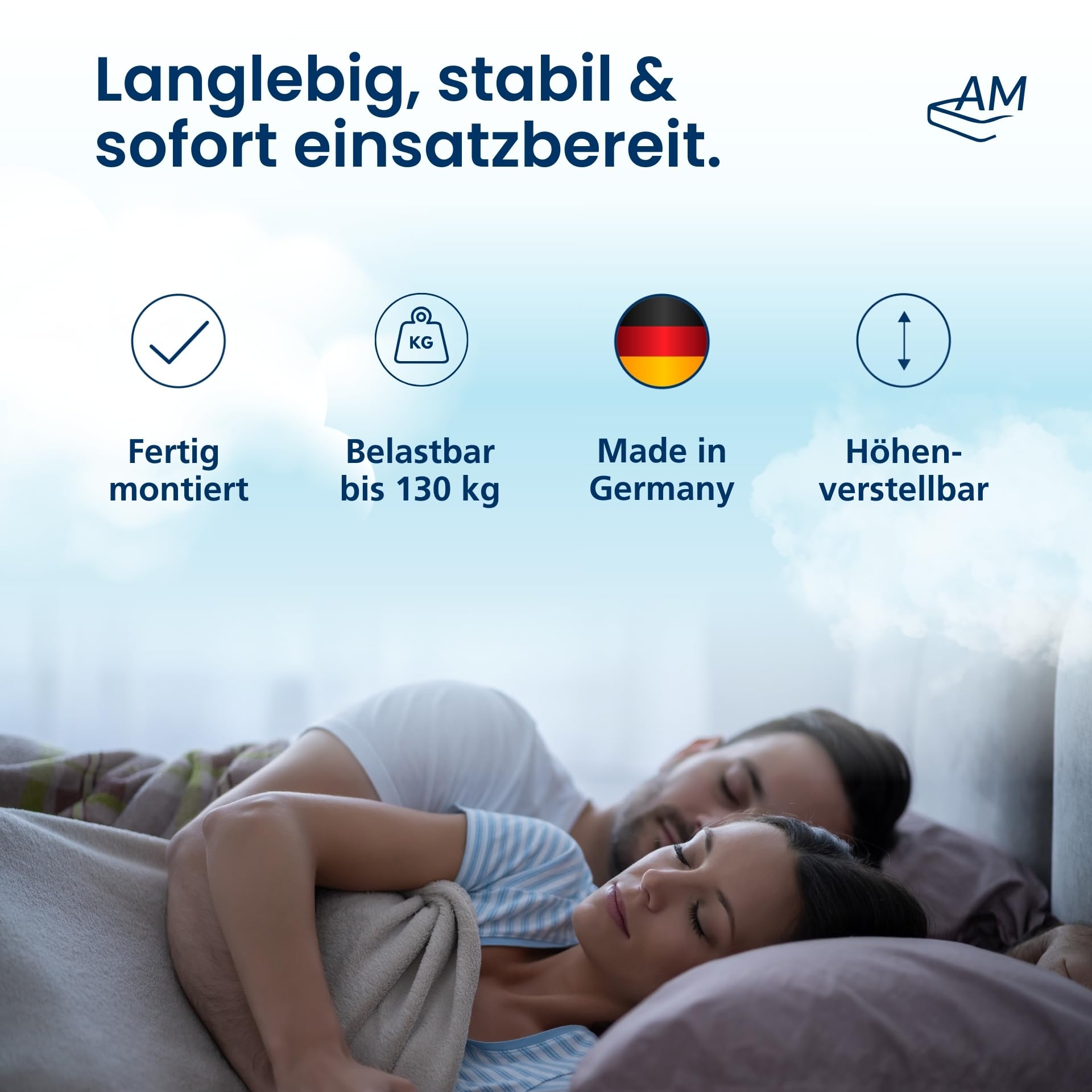 AM Qualitätsmatratzen 7 Zonen Tellerlattenrost 90x200 verstellbar bis 130 kg mit 45 Tellern - Made in Germany - Punktelastisches Tellerlattenrost Kopf und Fußteil verstellbar 90x200