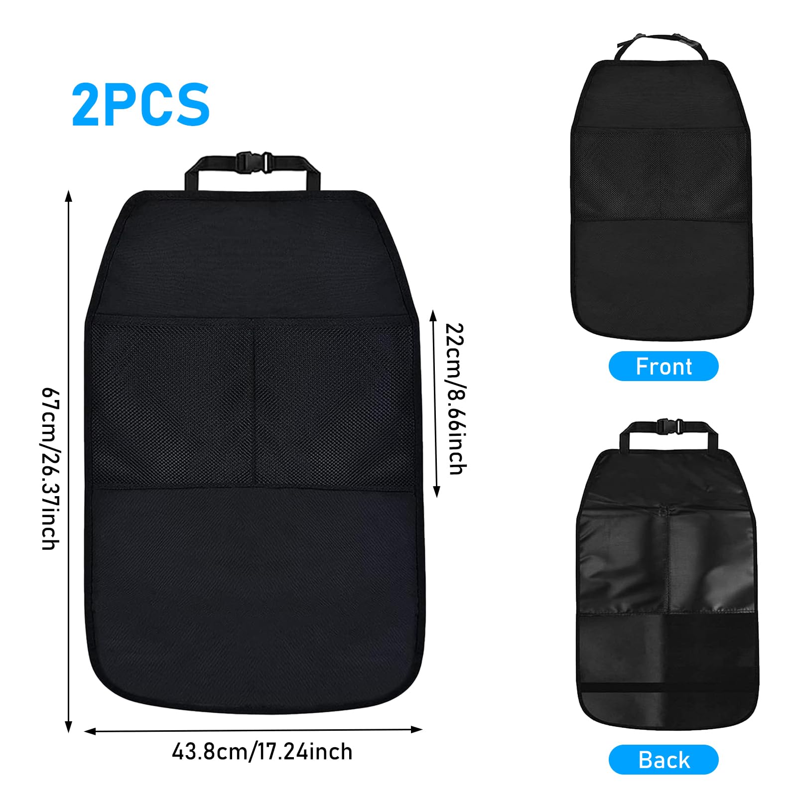 Protettori Schienale Auto Futuhada 2 Pezzi - Tessuto Oxford Impermeabile, Con Tasche, Anti-Calcio Bambini