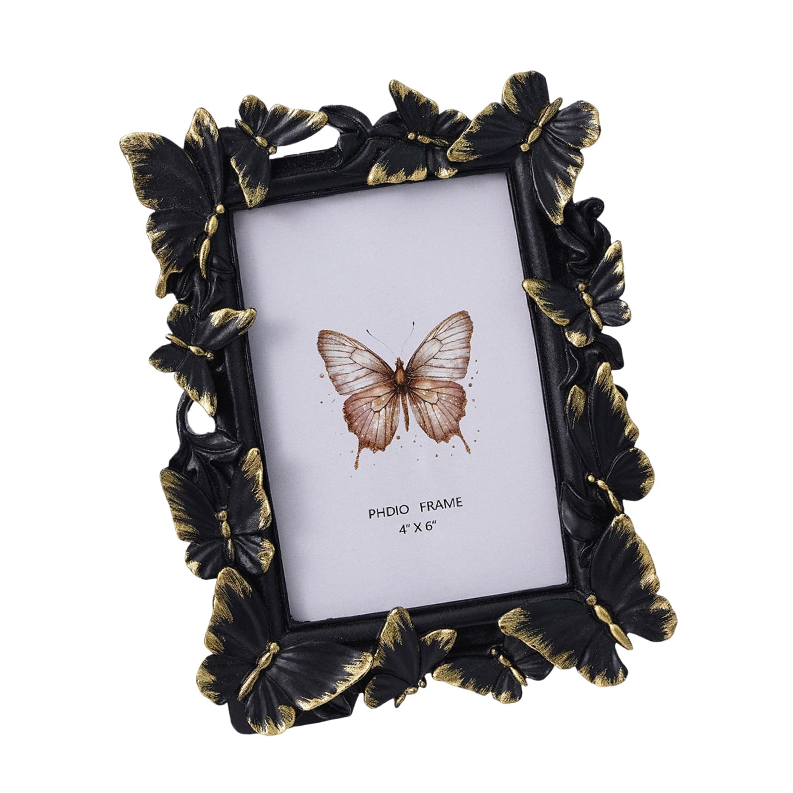 European Charm Resin Photo Frame Relief Decorative Frame with 3D Butterfly Embossed Accent for Home Decors Ornate Embossed Decorative