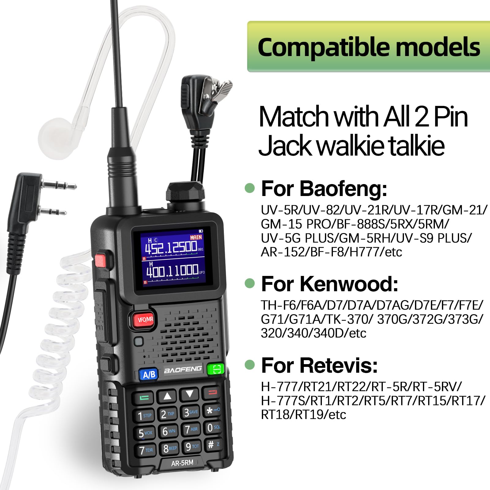 Auricolare con cancellazione del rumore per BaoFeng UV5R UV-82 BF-888S VOX Mic auricolare PTT Walkie Talkie auricolare Kenwood Radio KDC1 509 Auricolare con cancellazione del rumore per BaoFeng UV5R UV-82 BF-888S VOX Mic auricolare PTT Walkie Talkie auricolare Kenwood Radio KDC1 509
